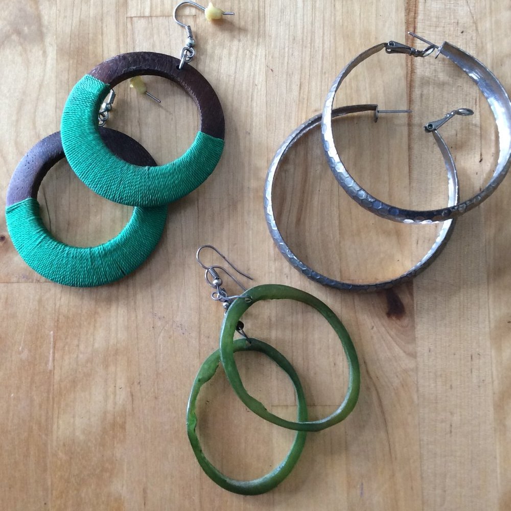 Three Pairs Hoop Earrings